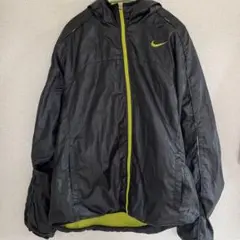 Nike ナイキ　ウィンドブレーカー　黒　ライムグリーン　L フード付き