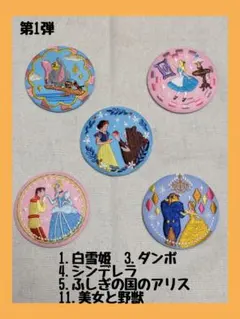 ディズニー刺繍缶バッジ第1弾　5種セット