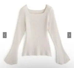 GRL スクエアネックフレアスリーブリブニットトップス[k9153c]