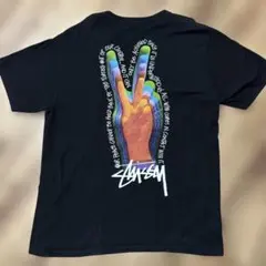 Stussy ピースサイン Tシャツ Lサイズ ブラック