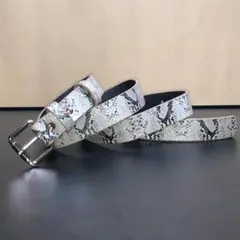 ベルト 蛇柄 ホワイト 全長100cm 幅2.3cm 蛇柄 ヘビ 白