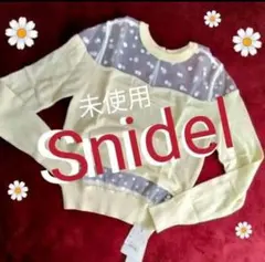 SNIDEL シースルー ドットデザイン チュール切替長袖ニットトップス