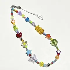 ビーズストラップ　カラフル