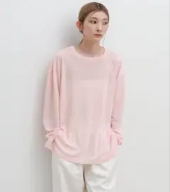select MOCA セレクトモカ スラブシアークルーネックトップス ピンク