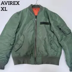 AVIREX リバーシブルMA-1 刺繍 ワッペン カーキ XL セージグリーン