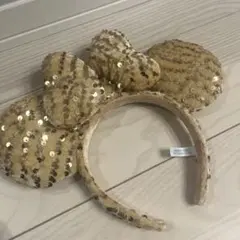 ミッキー型カチューシャ ゴールド スパンコール