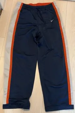 90s NIKE ワイドトラックパンツ ネイビー オレンジ サイドライン