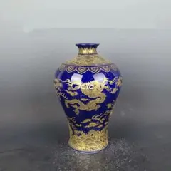 D壁 中山 作 瑠璃金彩 松竹梅 梅花文 対花瓶 一対 仏壇 仏具 花立 飾壺
