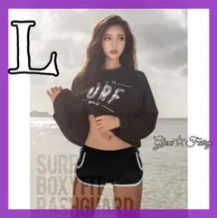 【訳あり】L ラッシュガード 海外旅行 長袖 4点セット 水着 フィットネス 黒