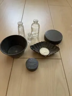 アンティーク 古道具 雑貨セット ガラス瓶 アルミボウル 蚤の市