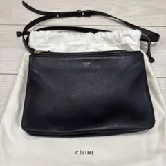 旧ロゴCELINEセリーヌ トリオ ラージ ショルダー 黒 お磨きサービス済