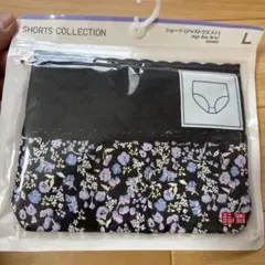 UNIQLO ショーツ ジャストウエスト 花柄 ブラック L