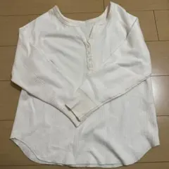 アイボリー ワッフルティー ワッフルシャツ 長袖トップス