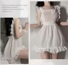 シースルーエプロン ホワイト 地雷 メイド コスプレベビードール セクシー