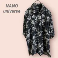 NANO universe半袖シャツ　花柄　ブラック　ゆったり　レディース/M