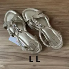 CLOSSHI ビジュー付き フラットサンダル ゴールド LLのサムネイル