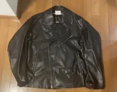 黒 レザー ライダースジャケット　y2k 短丈 ダブルジップ　襟変形ユニセックス