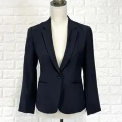 ♡23区【34】紺 テーラードジャケット 一つ釦 春夏 ストレッチ オフィス