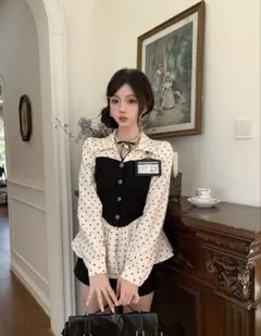 ドット柄フリルビスチェ