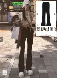 美品GRLストレッチフレアパンツ[cu34]