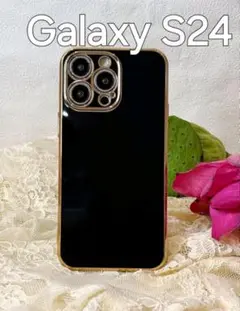 Galaxys24ケース　ブラック　ゴールド　高級感　オシャレ　シンプル