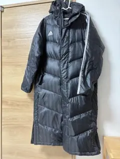 adidas ベンチコート 黒 3本ライン