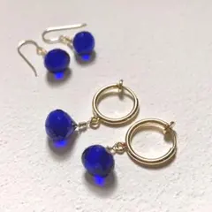 ☆14kgf★カイヤナイトブルークォーツのフープイヤリング☆オニオンカット