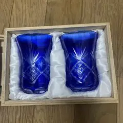 江戸切子 ペアグラス 青色 木箱入り