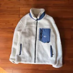 CAMP7 ボアフリースジャケット L ホワイト ブルーアウトドア