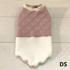 犬服ハンドメイド　DS ハート　ピンク&ホワイト　キルティング　フリース