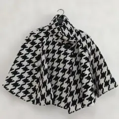 【美品】クレデゾーン アンゴラ混ウール 千鳥格子 ポンチョ ケープコート M