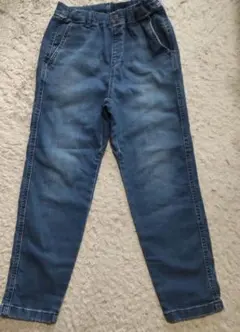 キッズ　140サイズ　ユニクロ　ブルー　デニム　ストレートパンツ