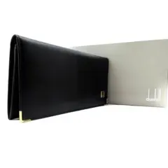 美品　dunhill　長財布　二つ折り　ブラック　ゴールド金具　ロゴ金具のサムネイル