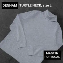極美品 DENHAM デンハム コットン ニット セーター 裾ロゴ L グレー