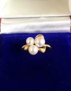 ミキモト k18 パールリング 3粒 指輪 750 18金のサムネイル