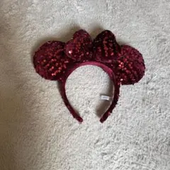 ミッキーマウス　カチューシャ　赤　スパンコール