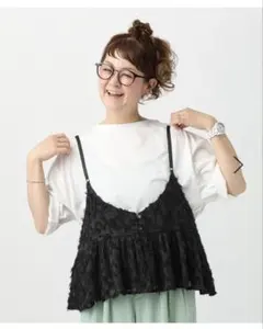 【310企画】310/リバーシブルビスチェ付きT ブラック×ブラウン 着用数回】310企画 リバーシブルビスチェ付きT /ビスチェのみ - メルカリ