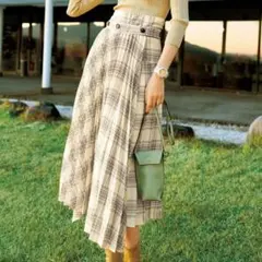 美品　SNIDEL プリーツレイヤードスカート （チェック）