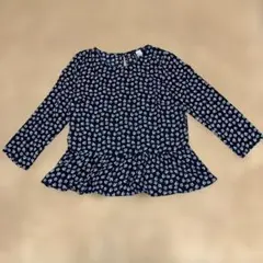 H&M DIVIDED 花柄 ペプラムブラウス ネイビーのサムネイル