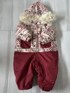 雪の結晶柄アウター（アイボリー/赤）