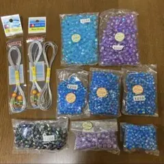 ビーズ 8㎜ 6㎜ 紫 パープル ブルー 水色 ハンドメイド パーツ まとめ売
