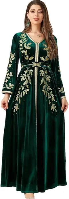 [Bciopll]アバヤイスラム教徒の女性刺繍ビーズ伝統的なイスラム教徒の服