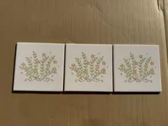100. INAX 150角陶器質タイル アイボリー花柄　3枚