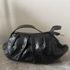 クロコ柄 ブラック ミニバッグ ハンドバッグ