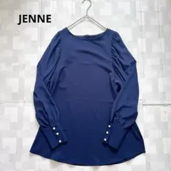 JENNE ジェンヌ 袖パールドレスプルオーバー ネイビー 長袖 ブラウス Sのサムネイル