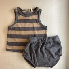 Quincy Mae ストライプ タンクトップとショーツセット