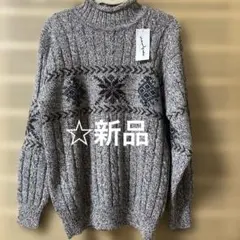 ☆新品 レディースノルディック柄タートルネックセーター　毛100% サイズM〜L