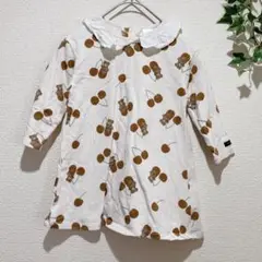 【フタフタ】さくらんぼ くま柄 ワンピース 90cm