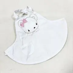 【ファミリア】美品 エプロン 刺繍 女の子 スタイ ヨダレカケ レトロ ホワイト