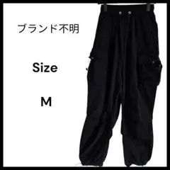 着用感あり　ブランド不明 M 黒 カーゴパンツ 綿100% 裾絞り可能 ジョガー
